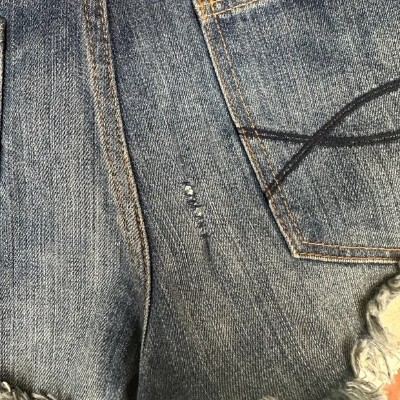 Abercrombie & Fitch Distressed Button-Fly Denim Short Blue Jean Festival Size 6 - Picture 15 of 15